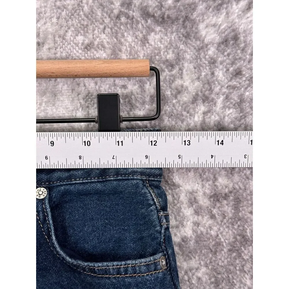 Free People Trouser Jeans 24 Womens Dark Blue Wash Pleated Front Tapered Leg